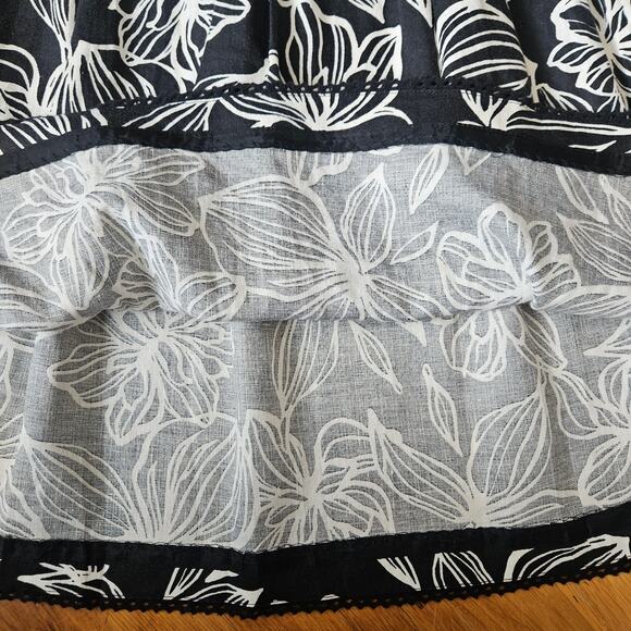 Style & Co Linen A-Line Skirt 16 Black White Floral Print Midi Boho Classic - Picture 8 of 8
